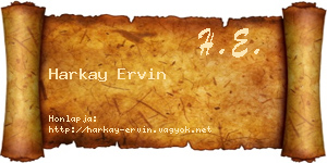 Harkay Ervin névjegykártya